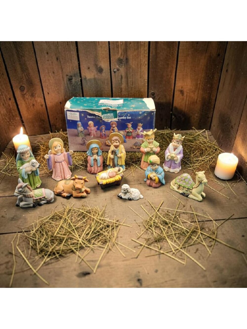 Holiday Gatherings 12-Piece Ceramic Nativity Set Figurines Christmas Decor